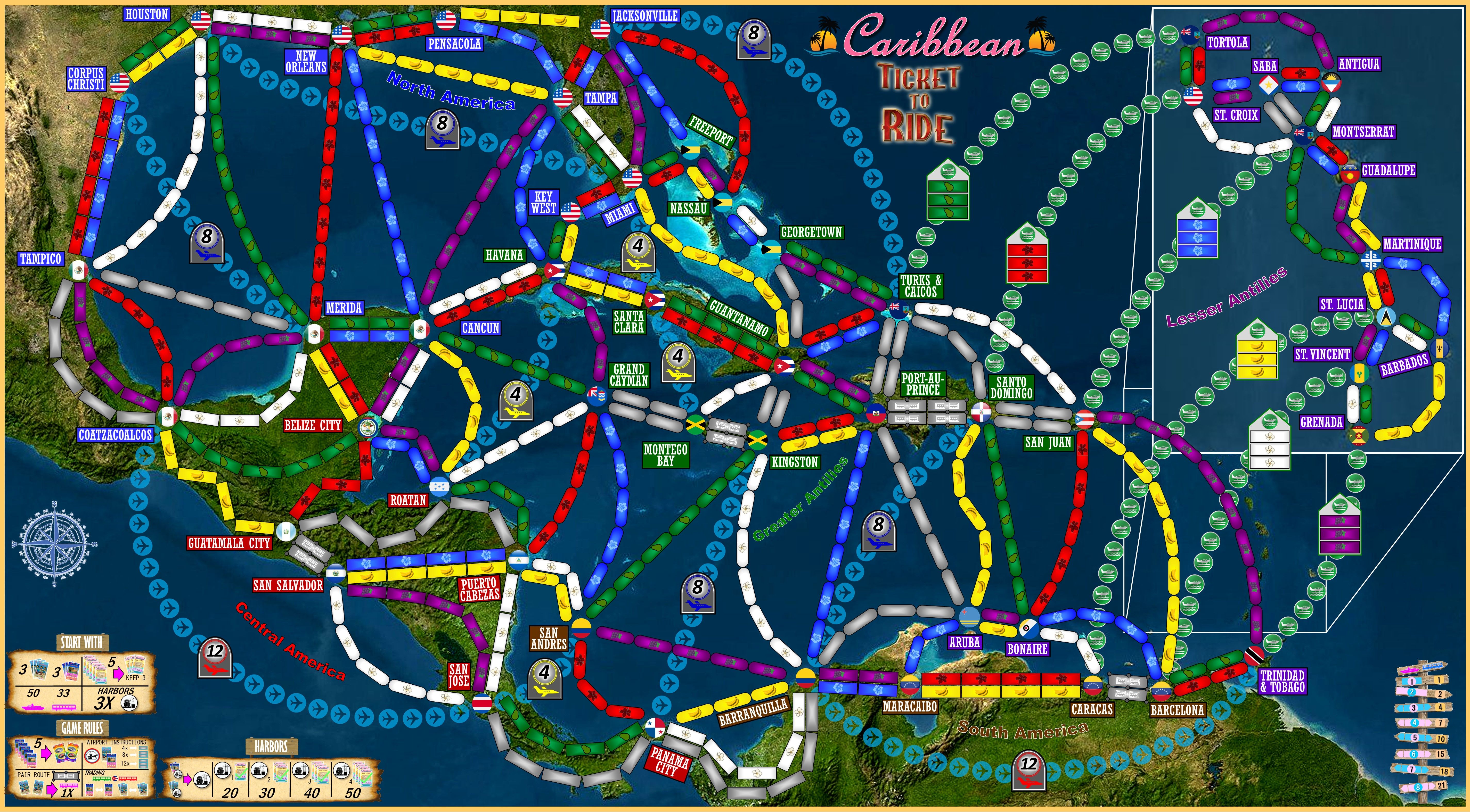 Coperta Caribbean (fan expansion for Ticket to Ride: Rails and Sails)