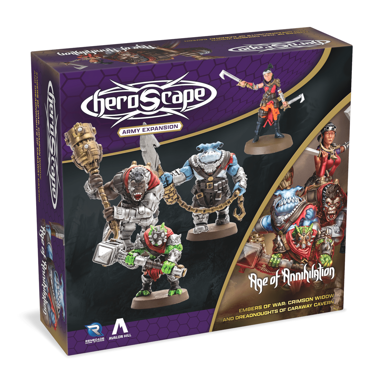 Heroscape: Crimson Widow and Dreadnoughts of Caraway Cavern Army Expansion box art