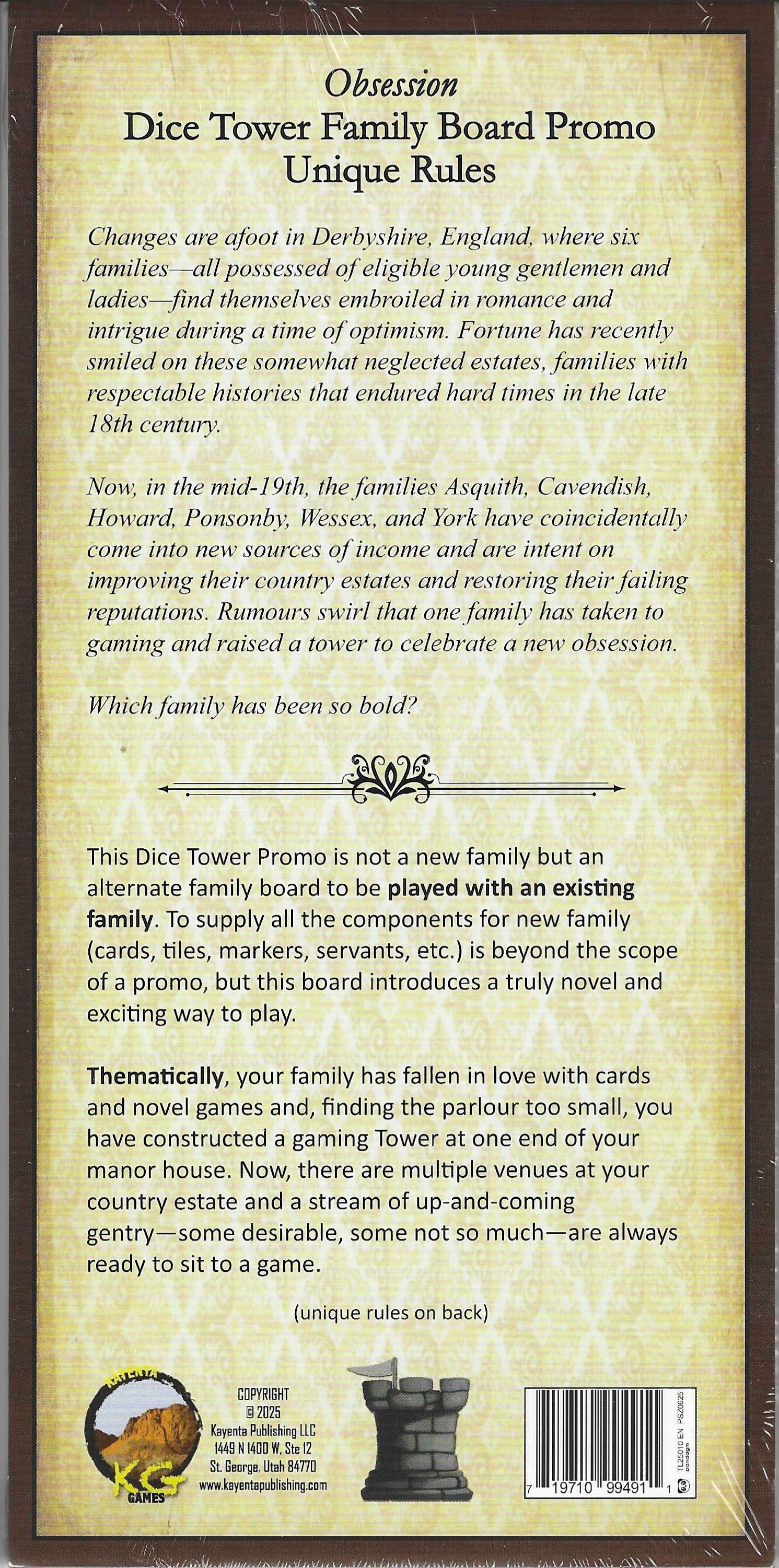 Coperta Obsession: Dice Tower Family Board Promo