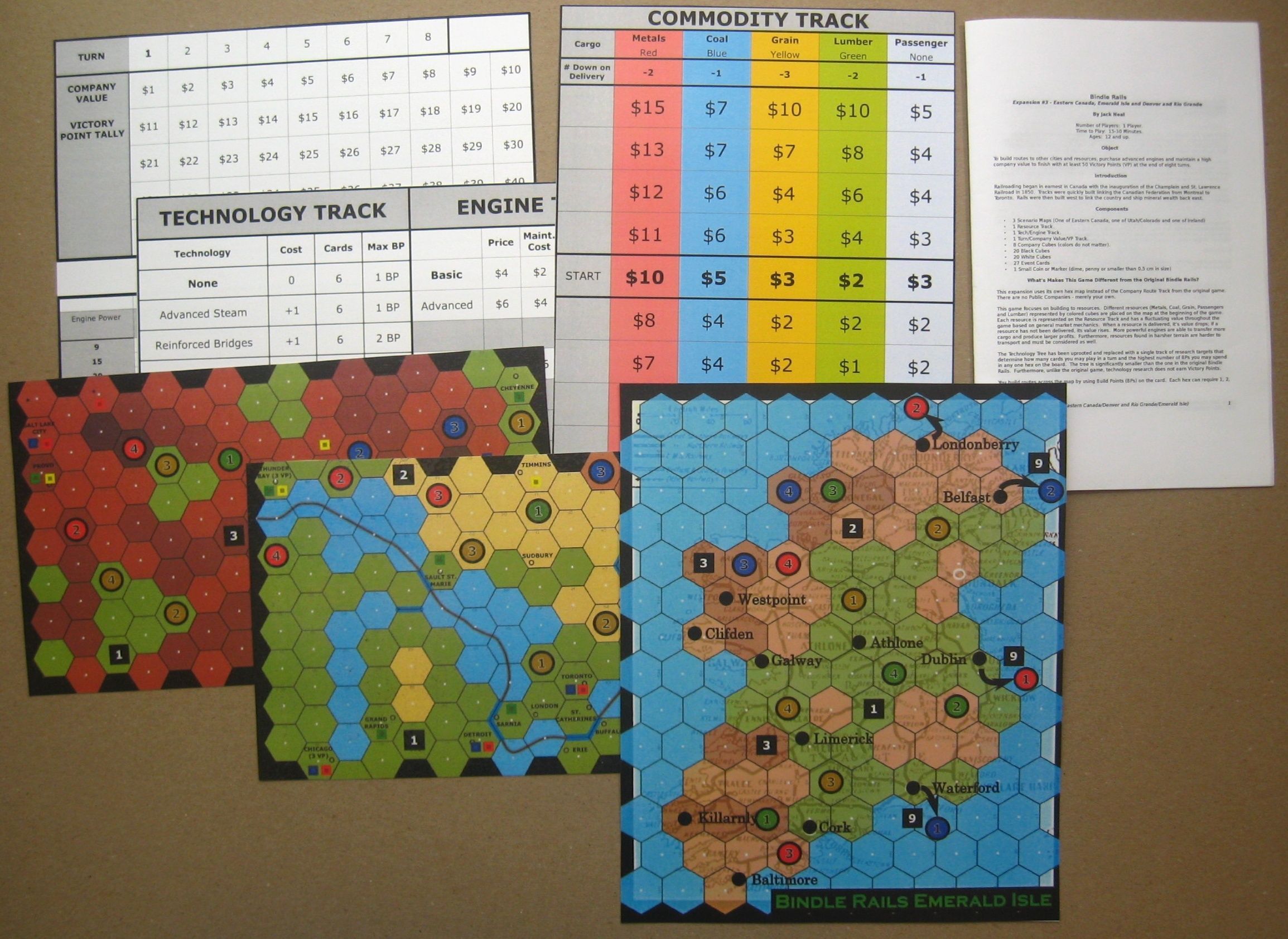 Bindle Rails Expansion #3: Eastern Canada, Denver and Rio Grande and Emerald Isle doboz