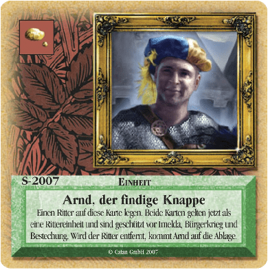Coperta Die Siedler von Catan: Das Kartenspiel – Sonderkarte 2007 – Arnd, der findige Knappe